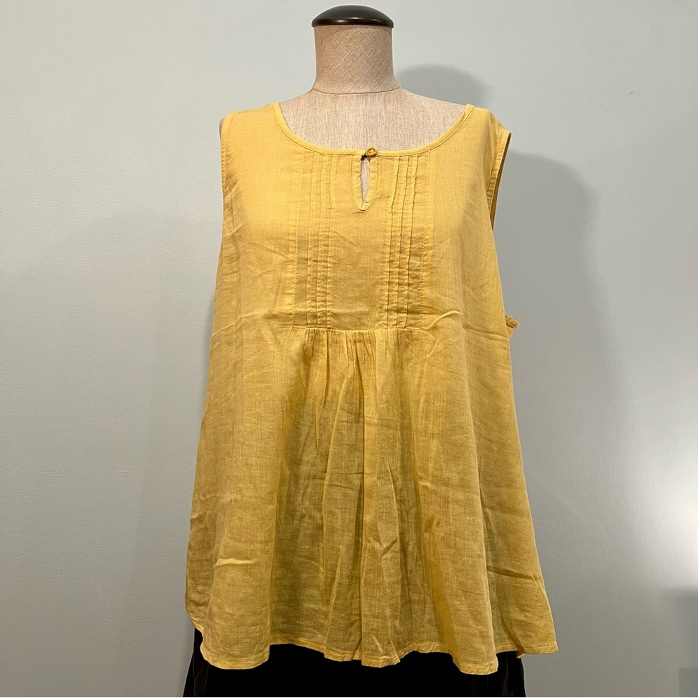 United Colors Of Benetton Yellow Sleeveless Pintuck Tunic